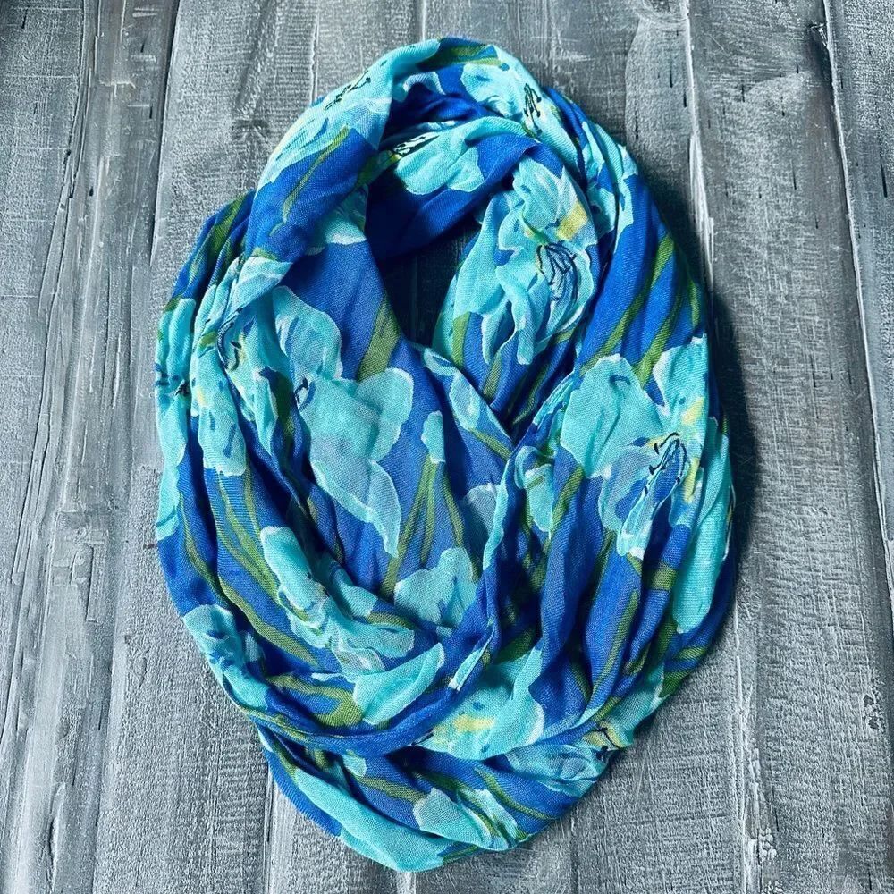 Lilly Pulitzer Blue Green Floral Light Infinity Scarf
